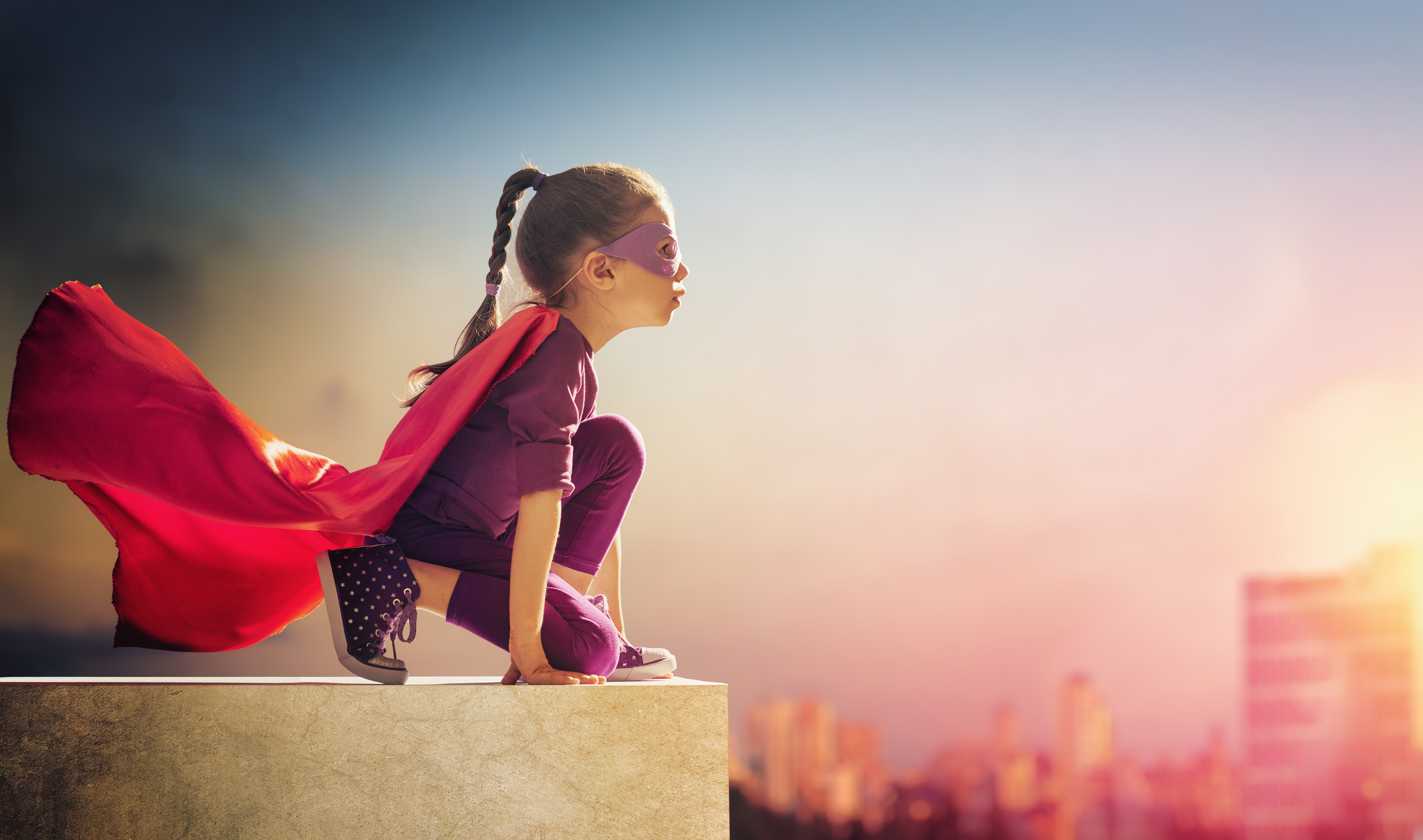 girl plays superhero