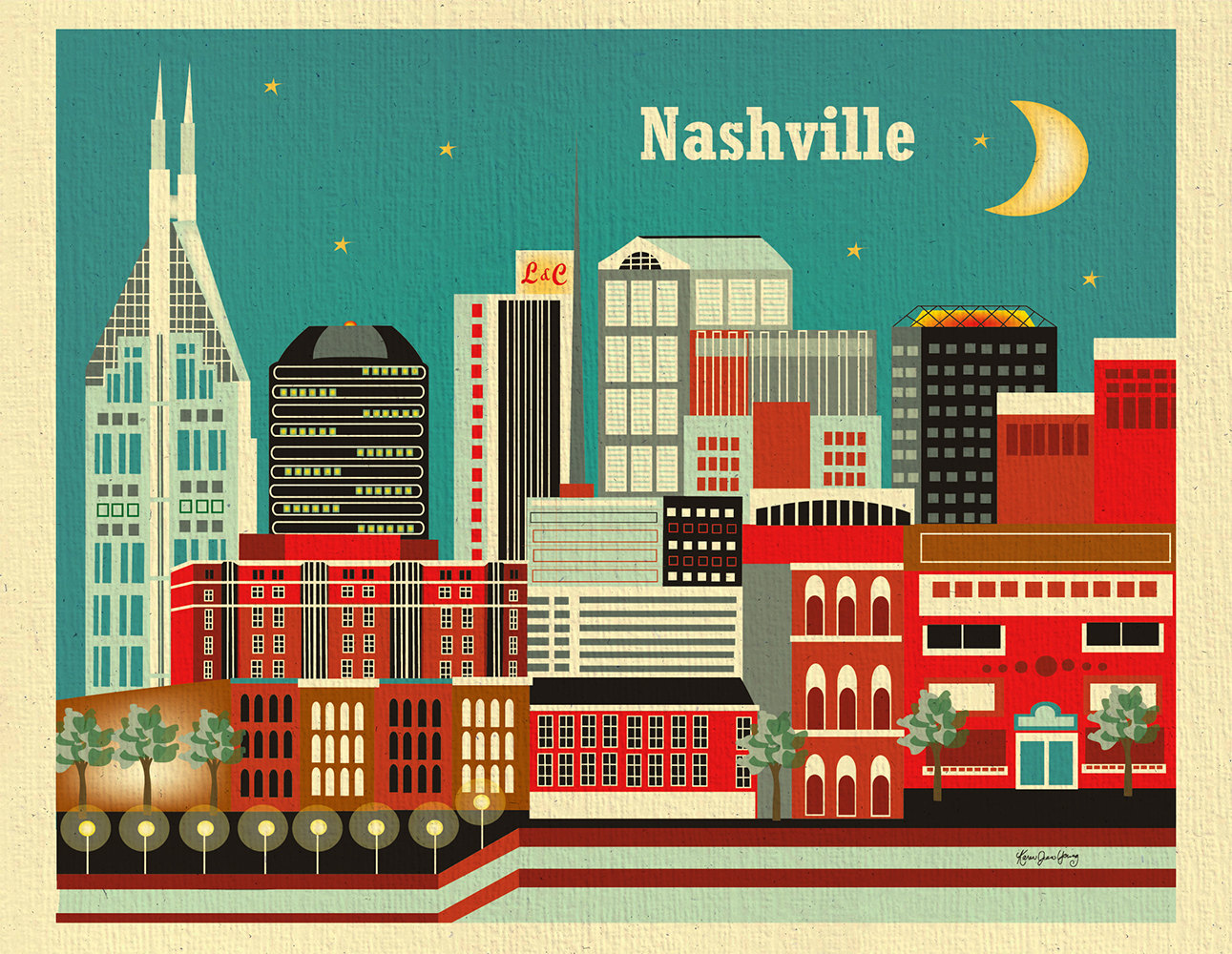 Nashville Poster, Print, Greeting Card illustration